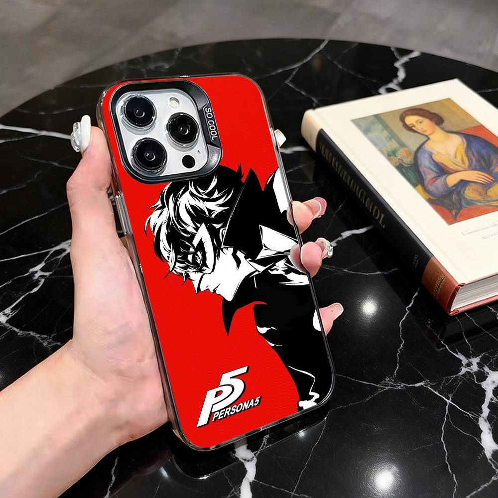 P-Persona 5 COOL Anime Phone Case For iPhone 17,16,15,14,13,12,11 Plus,Pro Max,XS,Colored Silver Plated Inside Cover