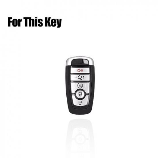 Alloy Leather Car Key Case Cover For Lincoln Aviator Corsair Nautilus Navigator