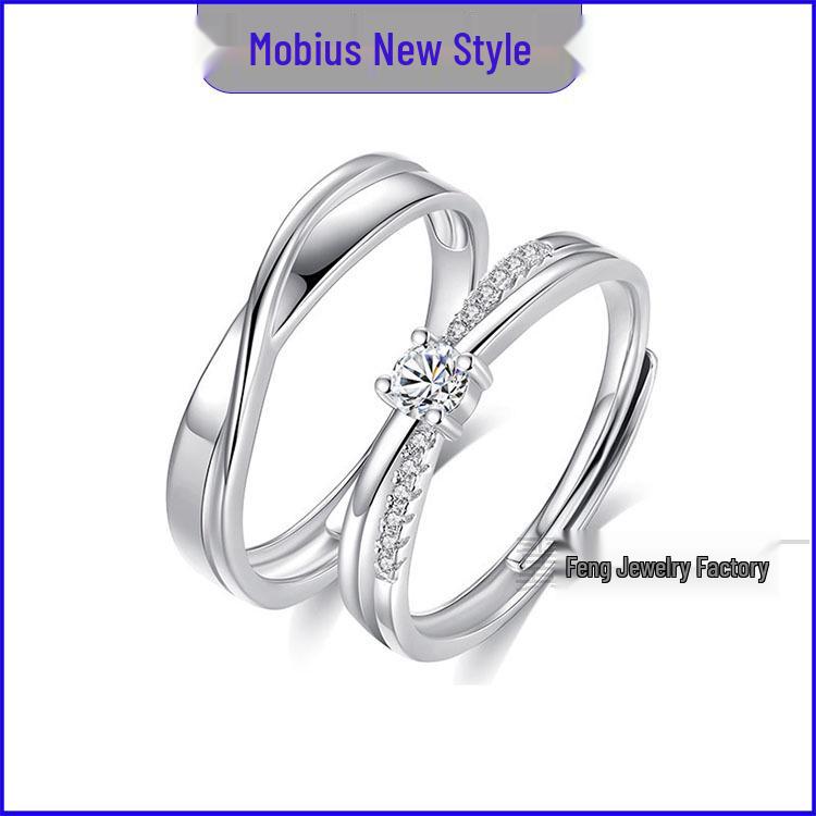Adjustable Couple Rings: Korean Style White Gold Plated Valentine's Jewelry