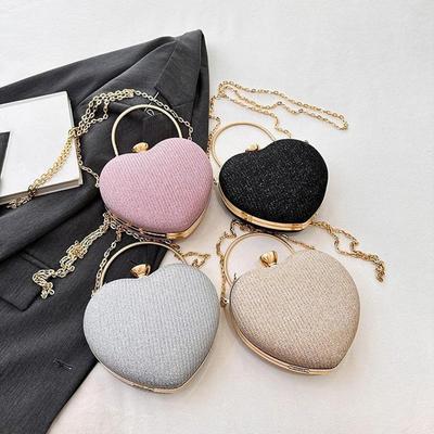 Evening Clutch Bag Women Bag Shiny Handbag Heart Shape Clutches Bag Fashion Chain Shoulder Crossbody Bag Luxury Lady Purse AVE