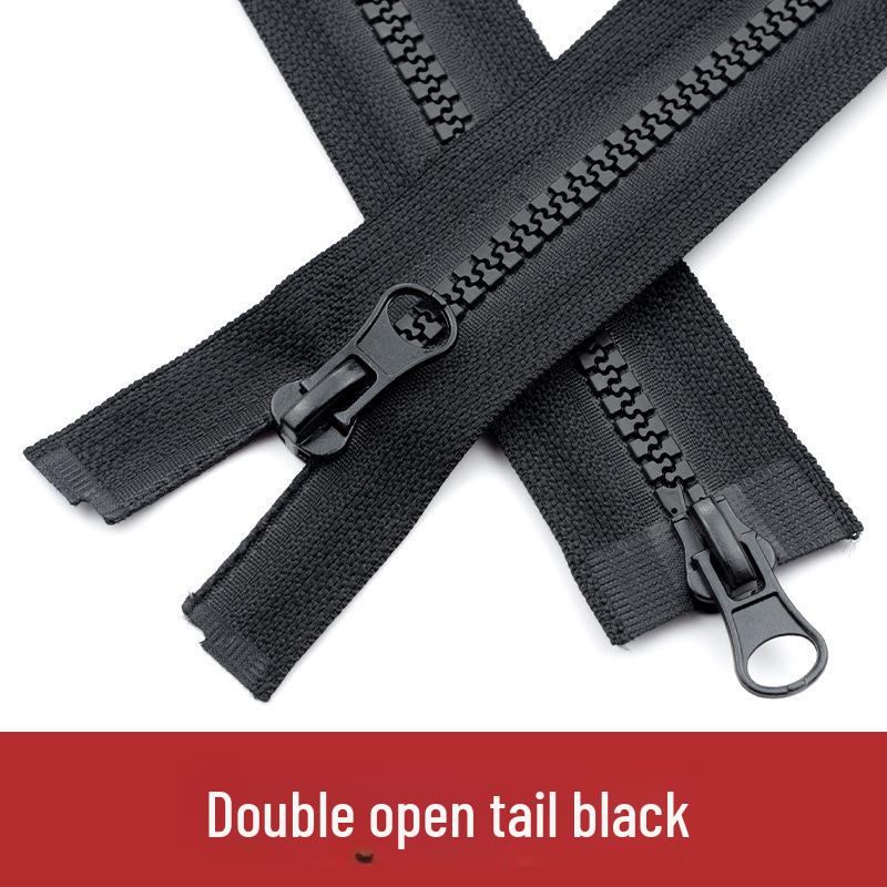 

Черная двухголовочная смоляная молния для курток – Нет. 5 Длинный с двойным открыванием