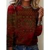 Ladies' Autumn and Winter Casual Marble Pattern Round Neck Long Sleeved T-shirt Base Top Women's Clothing