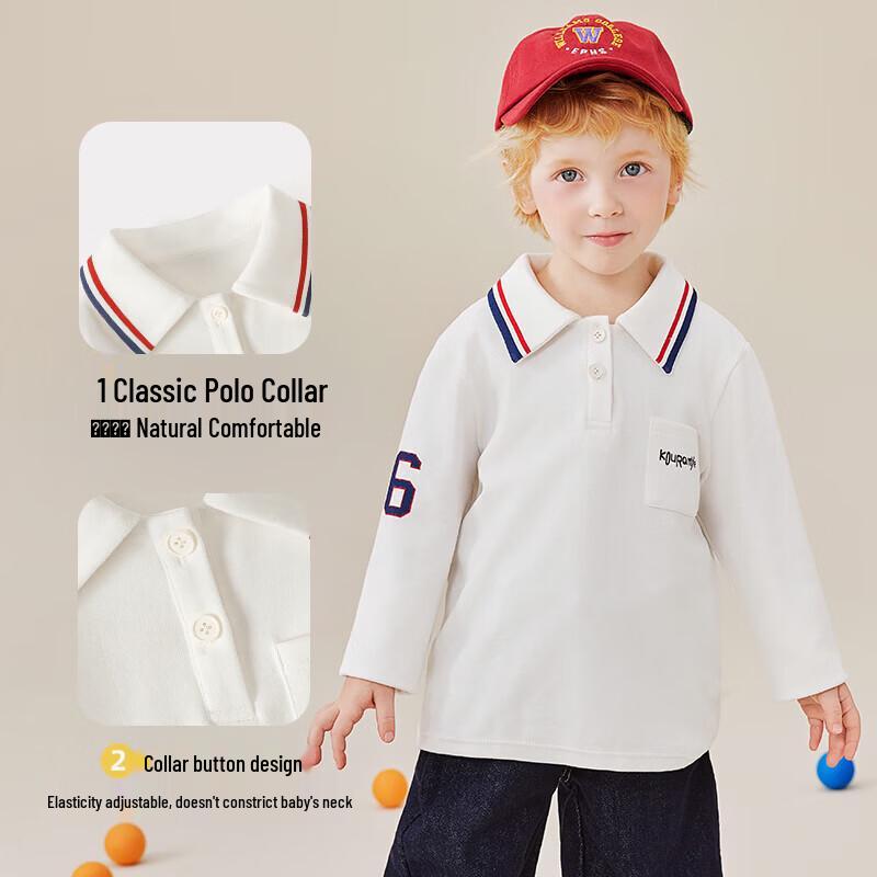 KuWaMi Kids' Preppy Long-Sleeve Polo T-Shirt