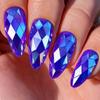Iridescent Electroplated Blue Almond-Shaped False Nails