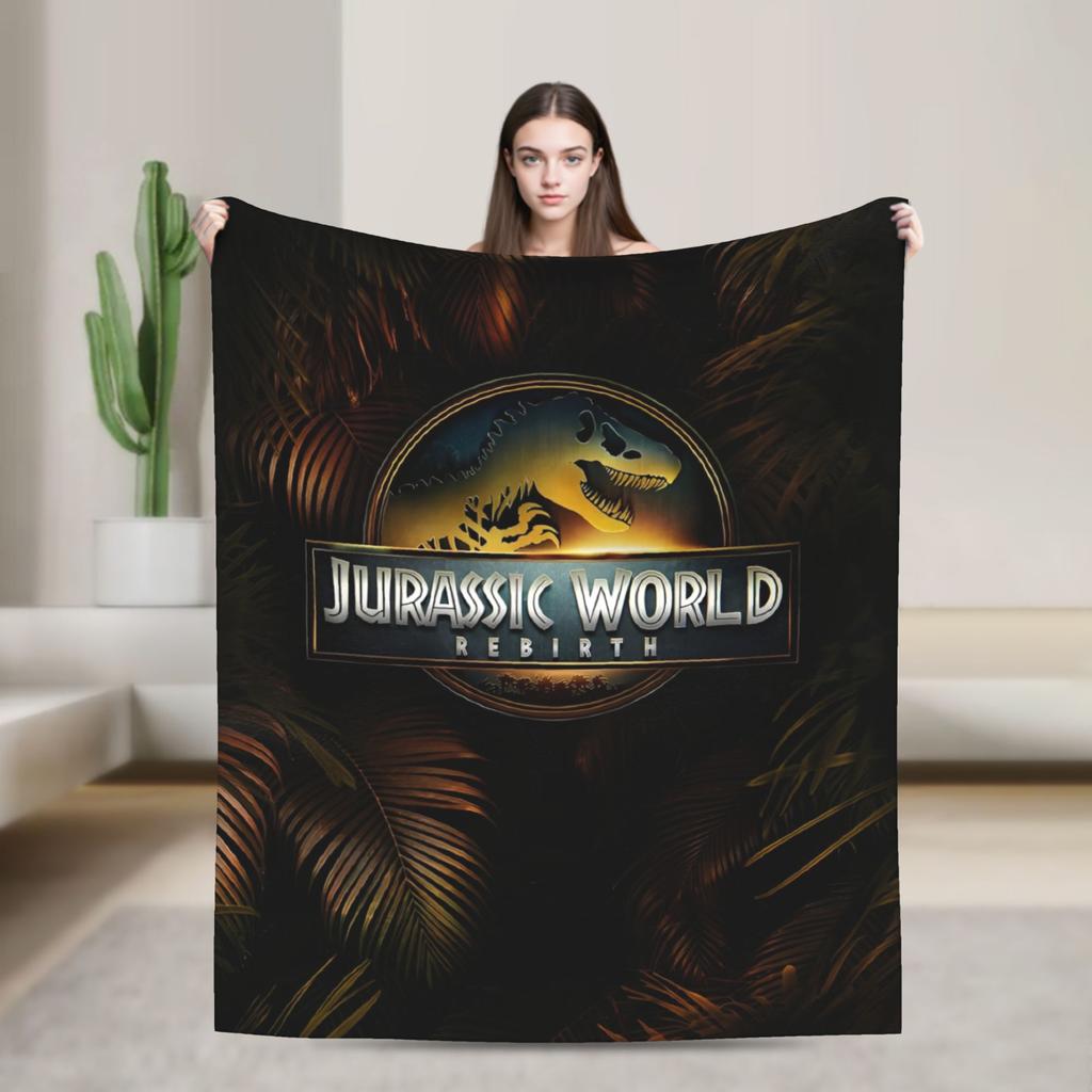 Jurassic Rebirth Spinosaurus Attack Världsplädar Dinosaurie Fleece Rolig Varm Pläd för Sängöverkast Höst/Vinter Utomhus
