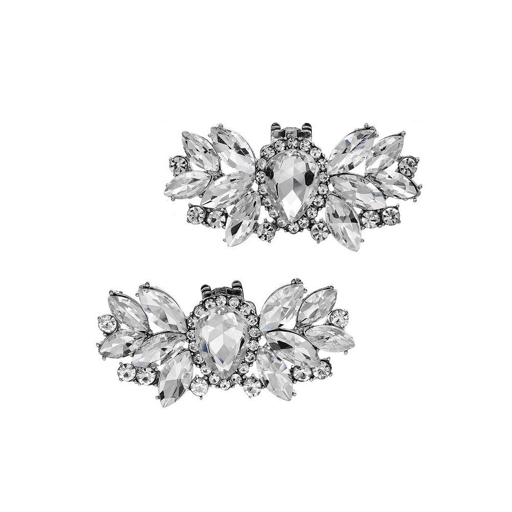 1 Pair Fashion Shiny Shoes Clips Rhinestone Removable Shoes Decorations Clip Shoes Flower Charm Buckle Women Shoes