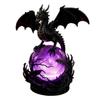 Gothic Dragon LED Crystal Ball Lamp Multifunctional Fantasy Resin Dragon Night Light Witchy Table Lamp for Indoor Bedroom Decor