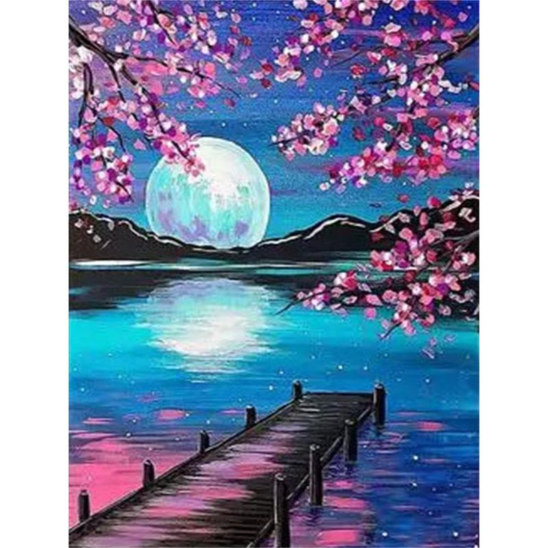 

DIY Алмазная картина Розовый пейзаж Вышивка крестом Набор Мозаика Искусство Алмазная картина Полный круг/квадрат Алмазное украшение для дома Square 20x30cm