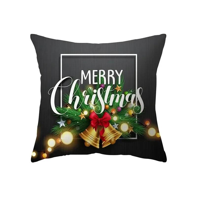 Federa Cuscino Stampata Babbo Natale Buon Natale Decorazione Casa Soggiorno Divano Cuscino Quadrato