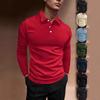 Men's Long-Sleeve Striped Polo Shirt - Stand-Up Collar, Autumn Fitness & Leisure Style