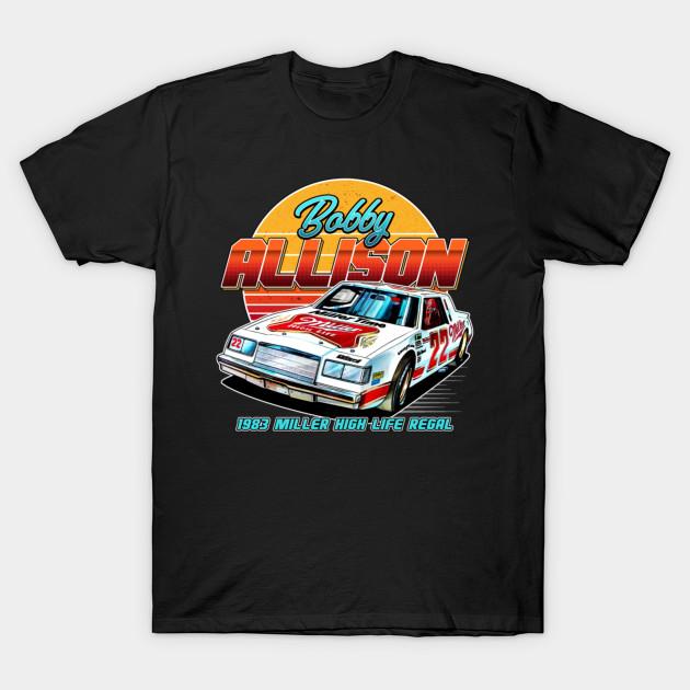 Men Black Print T-shirt Bobby Allison 1983 Retro No-Cut Transfer Paper Print Cotton Tshirt S чёрный