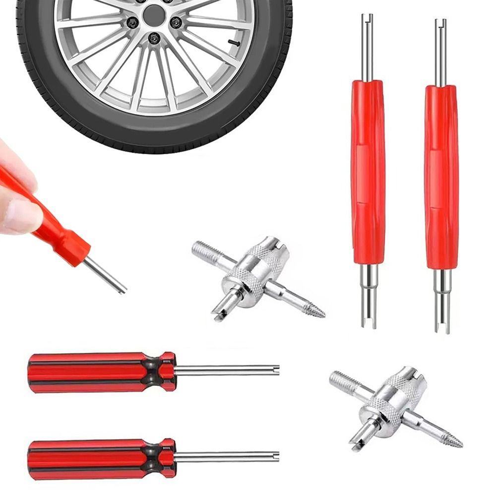 6Pcs Multi Function Valve Core Remover Tool Tire Repair Tool For Cars Trucks Motorcycles Bicycles
