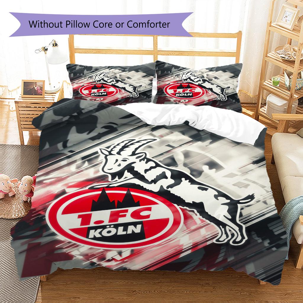 1. FC Köln Pattern Bedding Set Quilt Cover Pillowcase Home Decor Gift (1 * Duvet Cover + 2 * Pillowcase, Without Core)