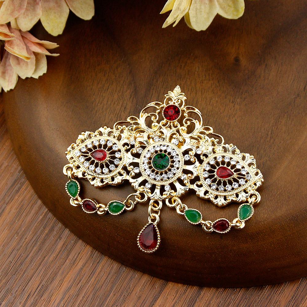Pendant Womens Crystal Colored Brooch Gold Color Bohemian Wedding Jewelry Brooch
