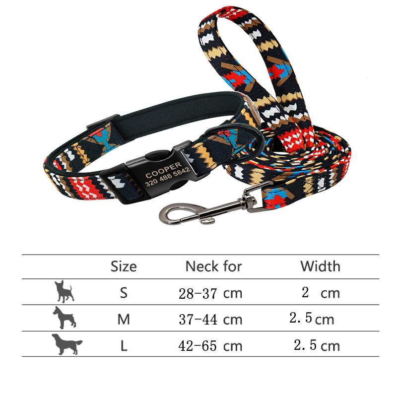 Ensemble Collier et Laisse Personnalisés pour Chien Réfléchissant Nylon Colliers pour Animaux Laisse Laisse Plaque d'Identité Gravée pour Petits Grands Chiens Pitbull