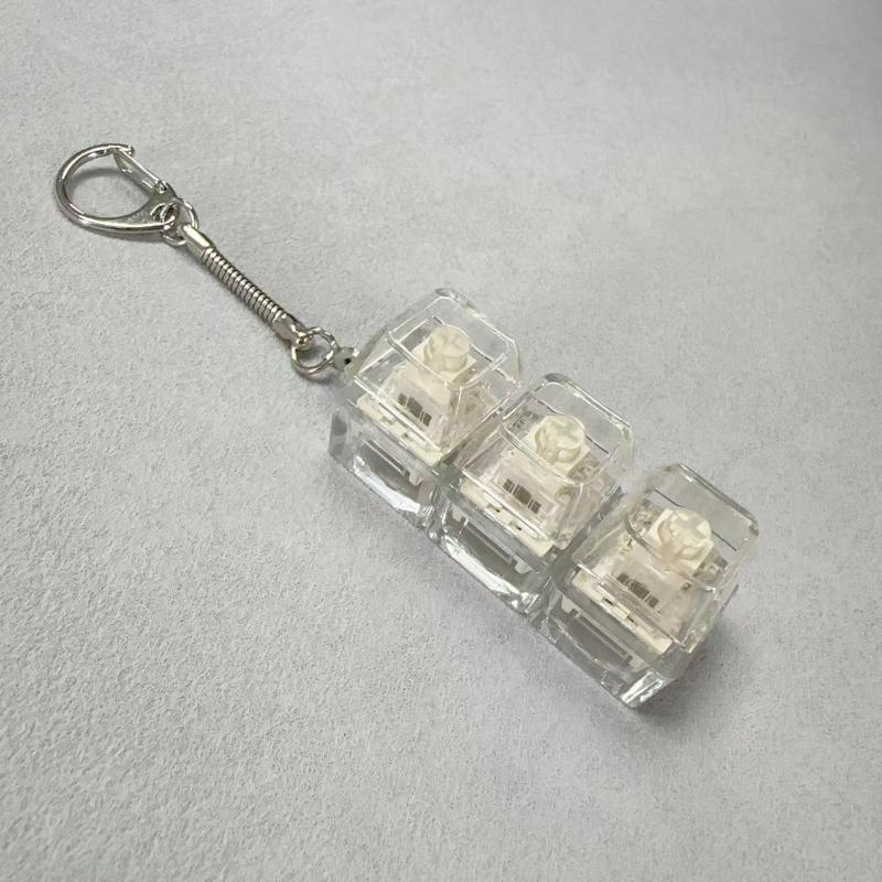3Keys Keyboard Key Chain DIY Button Finger Keyboard Caps Stress Relief Toy Bag Pendant Transparent Shaft Decompression Toy Gift