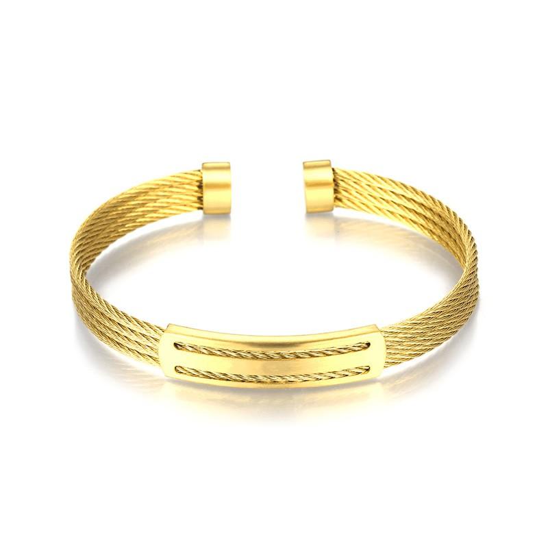 Stainless Steel Twisted Cable Cuff Open Bangle for Men Black/Gold Color Viking Man Bracelet Fashion Jewelry Cheap Wholesale