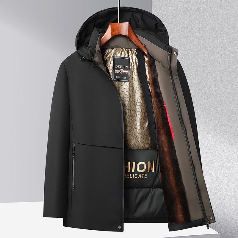 

Зимняя Новинка Пи Преодолевает Куртку из Утолщенного Флиса для Бизнесменов Среднего Возраста 195 чёрный