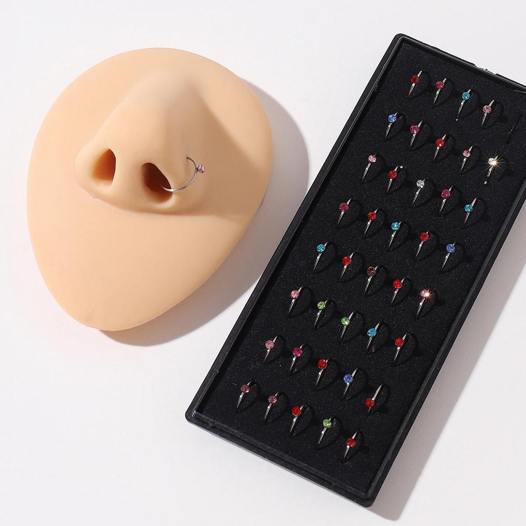 40 Edelstahl-Strass-Nasenringe für Gesichts-Piercing