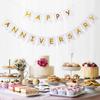 White Happy Anniversary Banner, Party Supplies for Wedding Birthday Party Ceremony Decoration