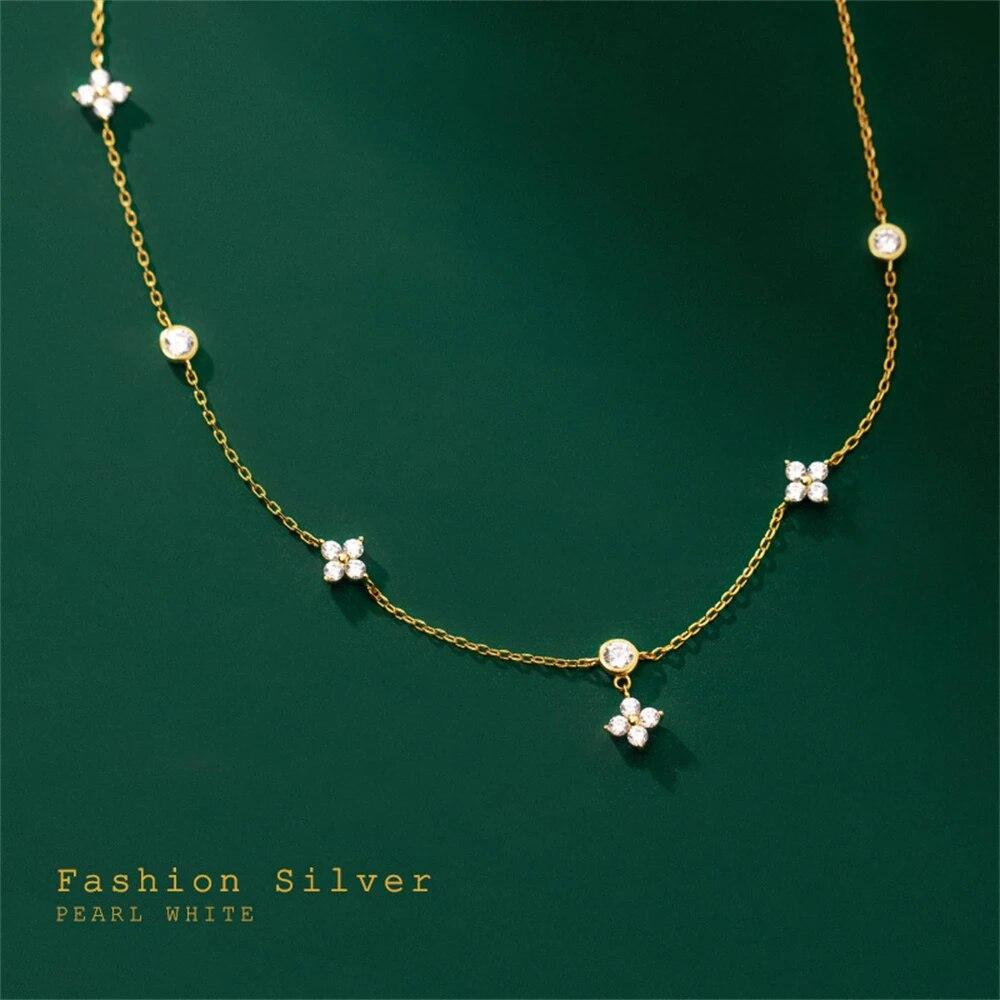 Barva D Náhrdelník s přívěskem z moissanitu pro ženy Řetízek se čtyřlístkovým jetelem Diamantový test prošel 925 Sterling Silver Jemné šperky