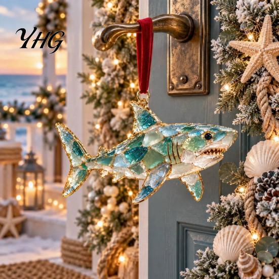 Winterurlaubs-Schmuck Meeresglas-Weihnachtsdekoration, Küsten-Schildkröte Walhai Oktopus Gastgeschenke für Festivals Baumbehang,