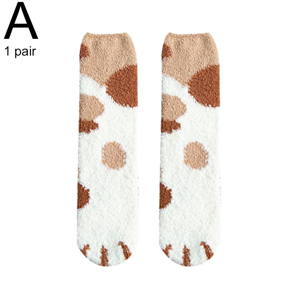 Plush Winter Funny Cute Style Animal Cat Paw Cartoon Pattern Women Cotton Socks Super Soft For Female House Sleeping Floor Sox