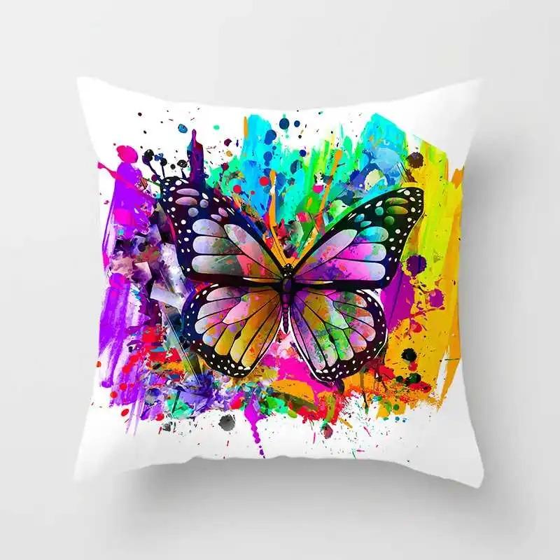 Office Living Room Home Pillowcase Watercolor Butterfly Pattern Pillowcase Car Ornaments