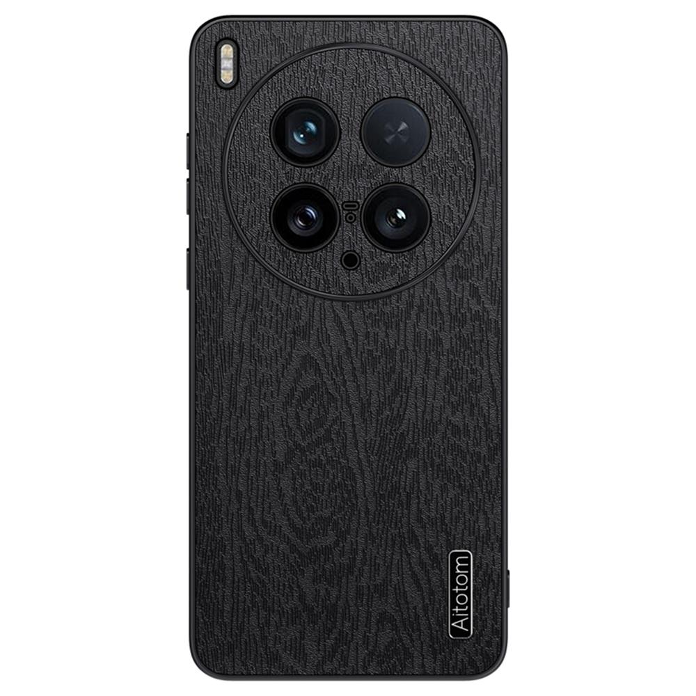 For vivo X200 Ultra 5G Case Wood Texture PU Leather Coated PC TPU Phone Cover
