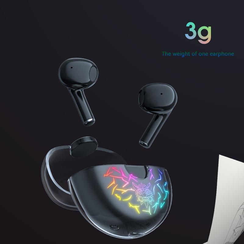 ONIKUMA Bezdrátová herní sluchátka 60MS HiFi Stereo Subwoofer s nízkou latencí Hudba Sluchátka do uší RGB osvětlení Sluchátka kompatibilní s Android IOS