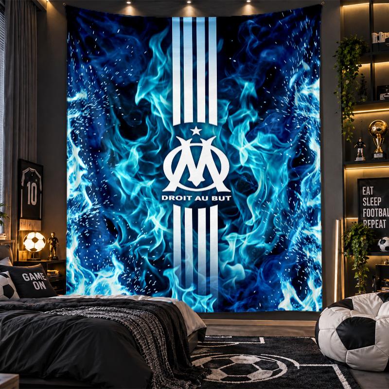 Wall Hanging Tapestry Olympique Lyonnais FC Print Cloth for Living Room Bedroom Home Decor
