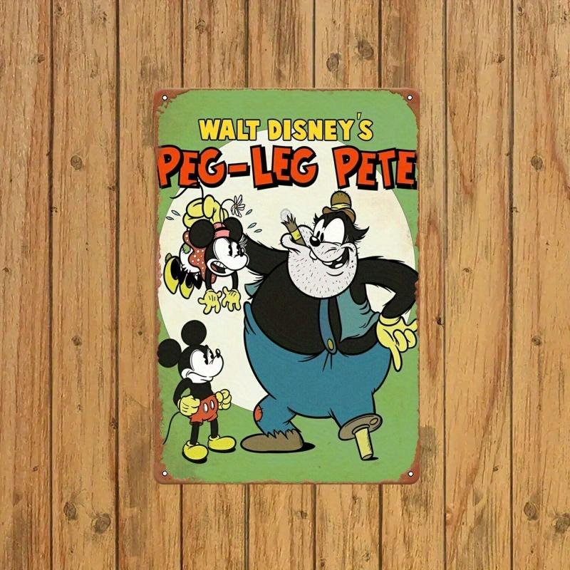 [2D Flat] Vintage Cartoon Character Pigg-Leg Pete Metal Tin Sign - 30.48x20.32 Cm, Rustic Wall Art, Perfect for Bar, Cafe, Livin