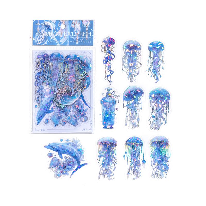 

20pcs Laser Sticker Jellyfish Series Dreamlike Watercolor Ocean Handmade DIY Decorative Collage Material