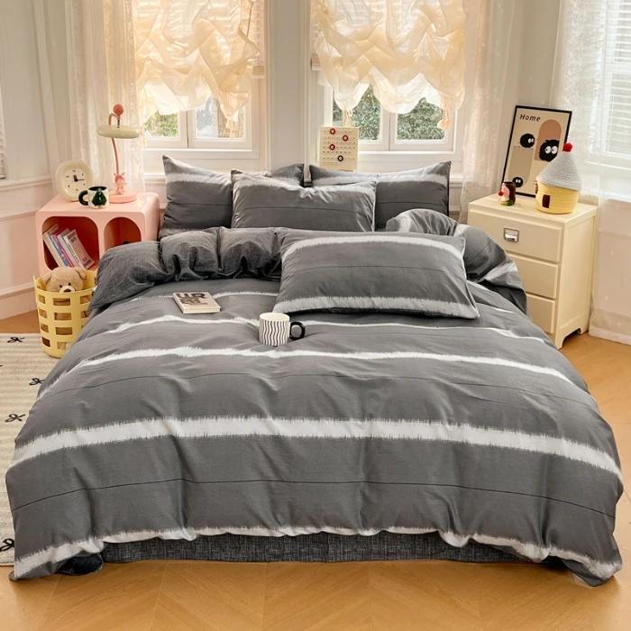 2025 New Spring and Summer Quilt Cover Three-piece Skin-friendly Grinding 13070 High-count Cotton Four-piece Bedding