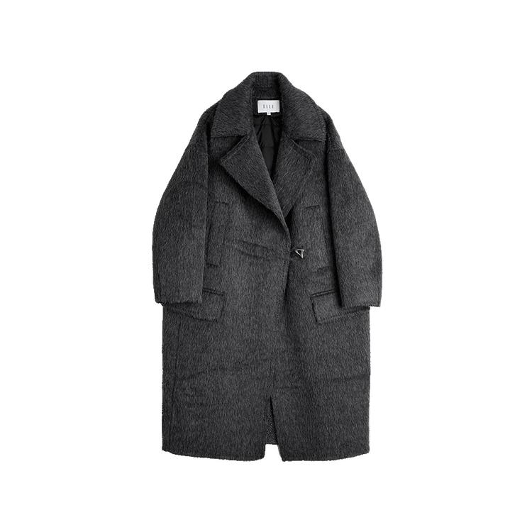 ELLE French Style High-End Wool Warm Coat Plush Mid-Length Lapel Double-Sided Woolen Overcoat Women Coats Dark-Gray L7WND171