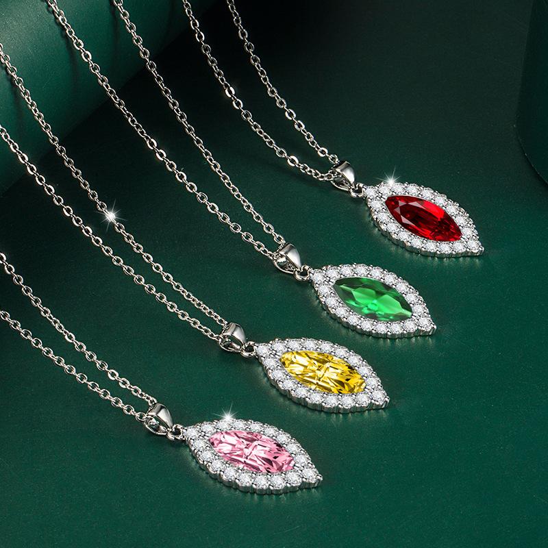 BELLA BOX Collana con ciondolo a forma di occhio di cavallo, multicolore, alla moda, per matrimonio e fidanzamento
