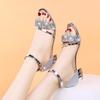 Women's Plus Size Solid Color Low Heel Sandals, Rhinestone Decor European American Style Casual Daily Outdoor Dress Shoes