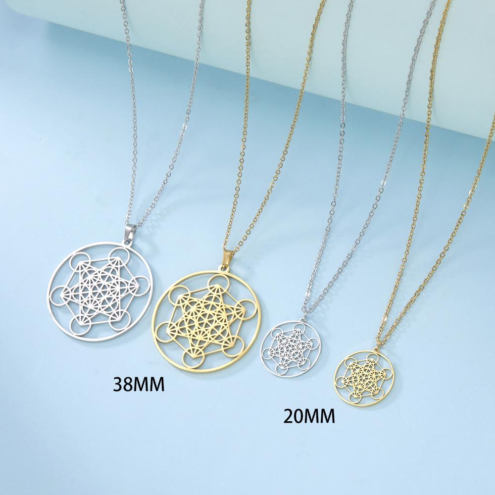 Nerezová ocel Andělské těsnění Archanděl Metatronova kostka Náhrdelník Dámský Pánský Posvátná geometrie Amulet Náboženský Spirituální Šperk