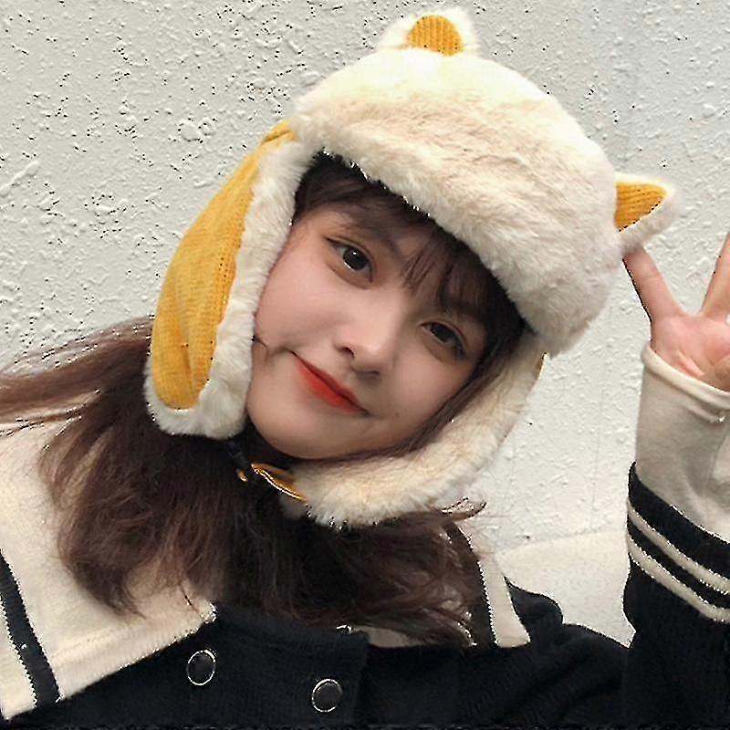 Women's Winter Bomber Hat with Cat Ear, Fluffy Lining, Adjustable Earflap, Windproof for Skiing and Daily Wear