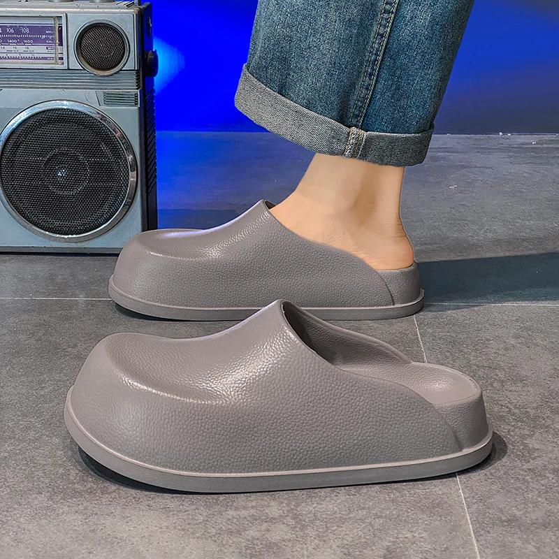 Fashion Men's Summer Outdoor Anti-slip Waterproof Black Chef Work Oes Slip-On Driving Lazy People Sandals Cover Slippers Zapatillas Male