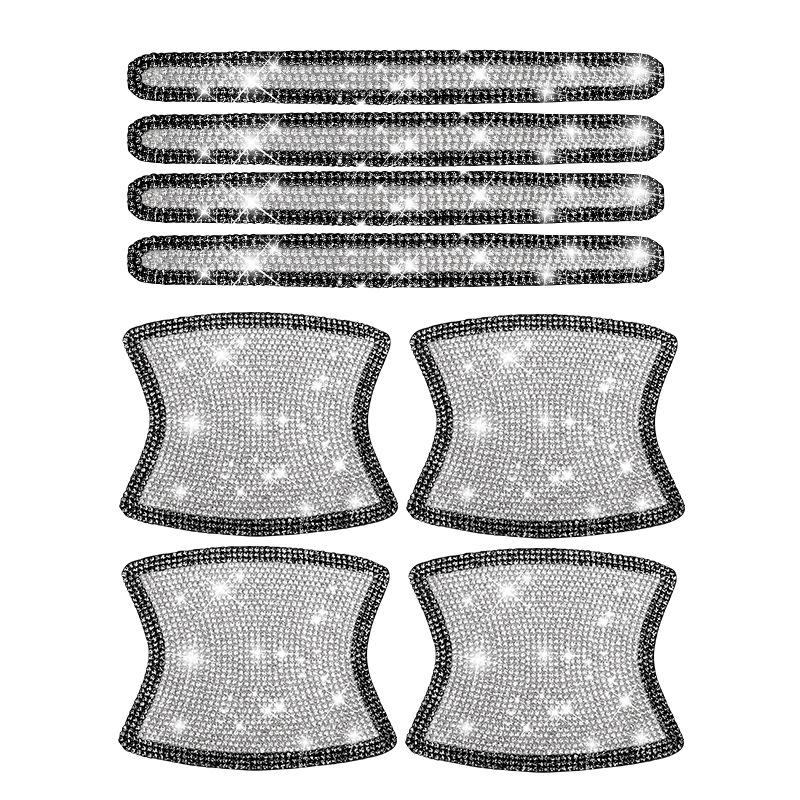Autocollants de poignée de porte de voiture en strass, autocollants de protection de poignée de porte à paillettes en cristal, autocollants de sécurité anti-rayures réfléchissants pour voiture