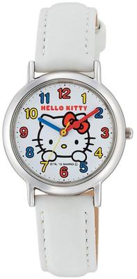 Citizen Q&Q Women's Analog Watch, Hello Kitty Design, Waterproof, Leather Strap, HK15-001, White