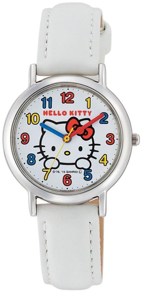 Citizen Q&Q Women's Analog Watch, Hello Kitty Design, Waterproof, Leather Strap, HK15-001, White