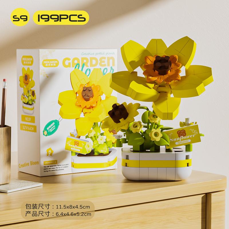 Building Blocks Potted Plants Immortal Flowers Fun Succulents Living Room Simulation Flowers Desktop Decoration Toys