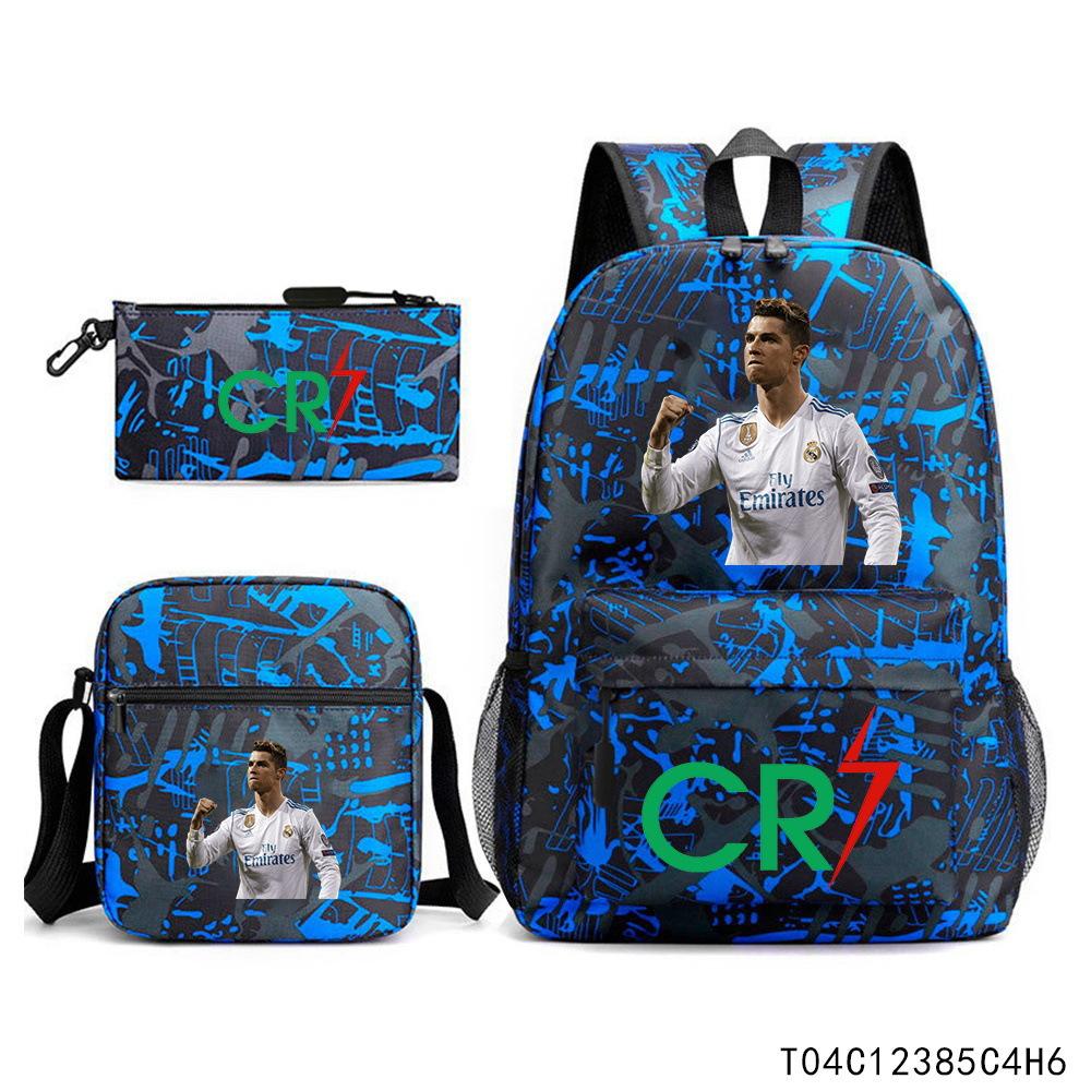 Luo Qixing Three-Piece Schoolbag, Male And Female Students Leisure Bag, Printed Large-Capacity Outdoor Backpack