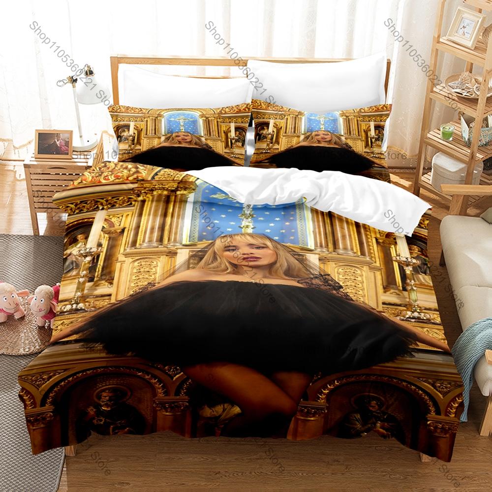 Personality Sabrina Carpenter New Bedding Set Music Star Print Duvet Cover Pillowcase Bedroom Home Decor For Fans Music Artist T