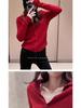 Women's French Style Red Knit Cardigan: Short, Long Sleeve, High-End Look for Spring and Autumn