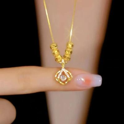 Light Luxury Lucky Bag Shape Pendant Transshipment Bead Necklace for Girl Good Luck Clavicle Chain