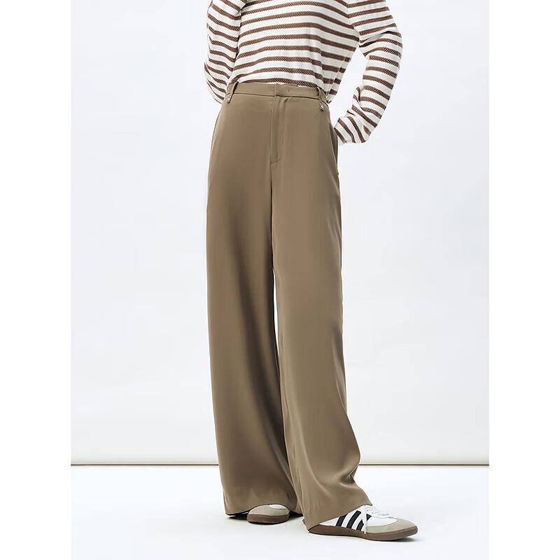 

PEACEBIRD Women s High-Waist Satin Wide-Leg Casual Pants M