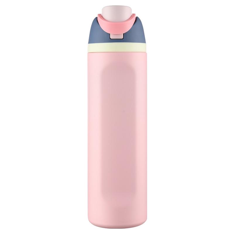Große Edelstahl-Thermoskanne mit Doppelstrohhalm - Outdoor-Wasserbecher für Schüler